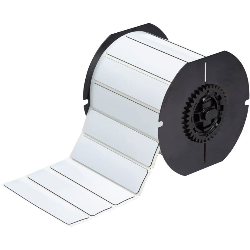 Brady B30EP-174-593-WT Rectangular Self-Sticking Raised Panel Label, 4 in W, White, B-593 Polyester, 300 per Roll Labels