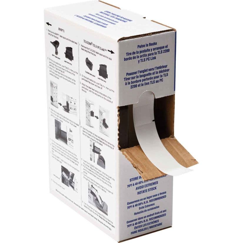 Brady BM71-23-427 BMP71 Blank Rectangular Self-Laminating Printer Label, 4 in L x 1 in W, Blank Legend, Clear/White, B-427 Vinyl