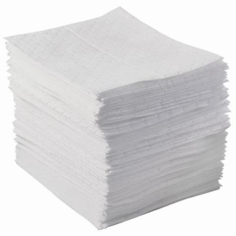 SPC BASIC BPO100 Heavyweight Perforated Absorbent Pad, 17 in L x 15 in W x 1 ply THK, 20.5 gal Absorption, Meltblown Polypropylene