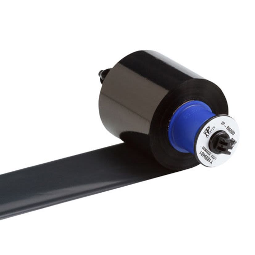 Brady IP-R6000 1-Color High Density Heavy Duty Printer Ribbon, 984 ft L x 2.36 in W, Resin, Black