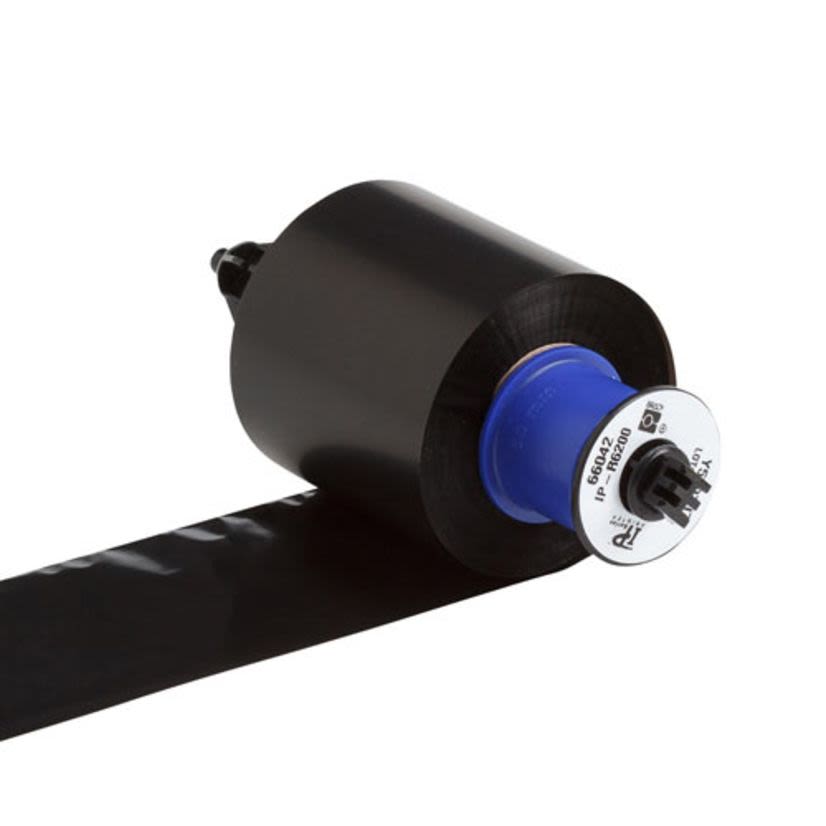 Brady IP-R6200 1-Color Printer Ribbon, 984 ft L x 2.36 in W, Resin, Black