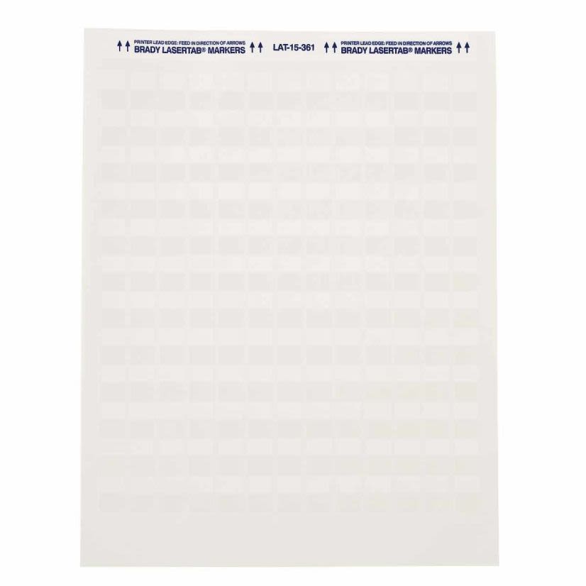 Brady LaserTab LAT-15-361-1 Rectangular Self-Laminating Printer Label, 3/4 in L x 1/2 in W, Clear/White, B-361B Polyester
