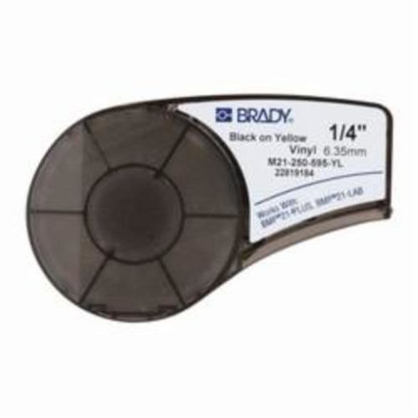 Brady M21-250-595-YL BMP21 Printer Label, 21 ft L x 1/4 in W, Black on Yellow, B-595 Vinyl