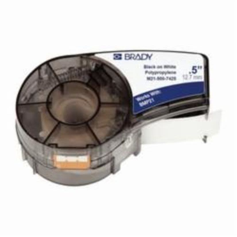 Brady M21-500-7425 BMP21 Cartridge Label, 21 ft L x 1/2 in W, White on White, B-7425 Polypropylene