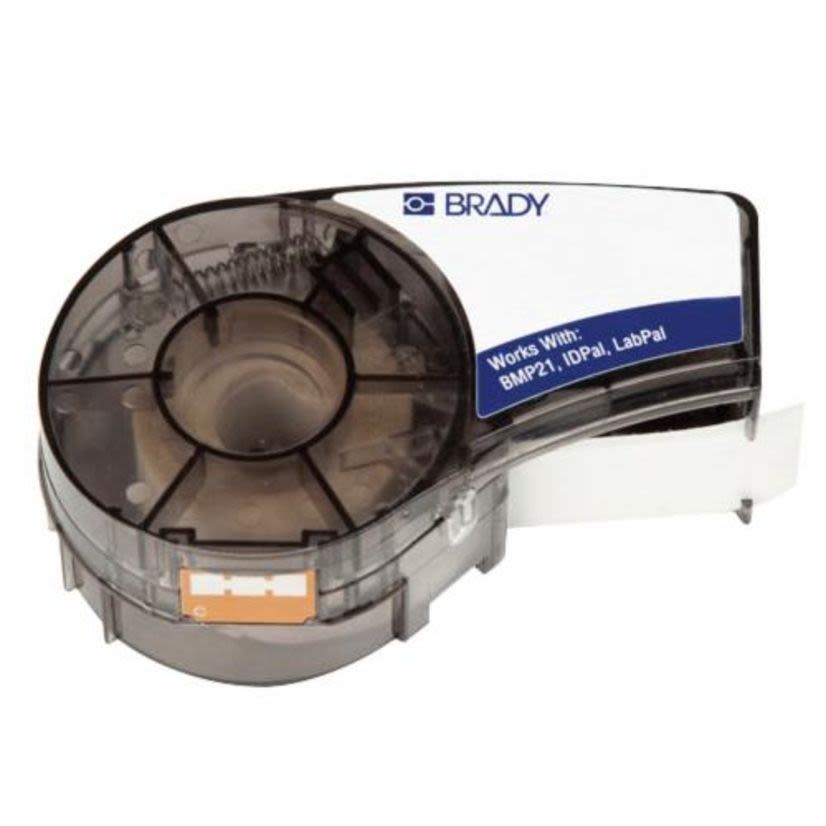 Brady WorkHorse M21-750-430 BMP21 Cartridge Label, 21 ft L x 3/4 in W, Black on Clear, B-430 Polyester