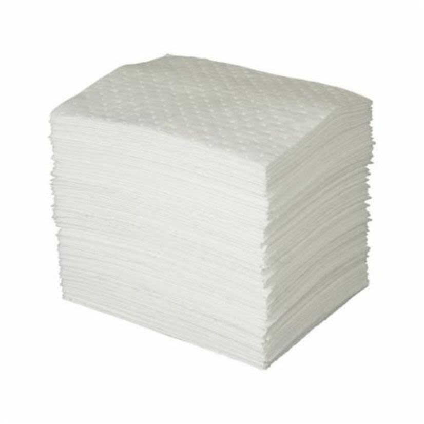 SPC Oil Plus OP100 Heavyweight Perforated Absorbent Pad, 19 in L x 15 in W x 3 ply THK, 26 gal Absorption, Meltblown-Meltblown-Meltblown Polypropylene
