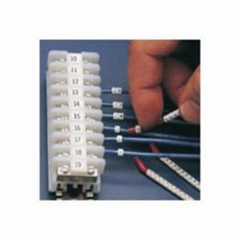 Brady Clip-Sleeve SCN23-3 SCN Pre-Printed Wire Marker, 0.236 to 0.299 in Wire, 3 Legend, Black on White Legend, White Marker, Nylon