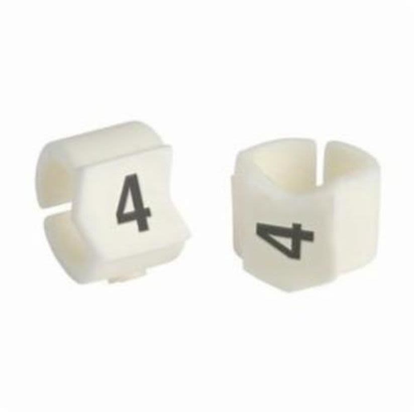 Brady Clip-Sleeve SCN23-4 SCN Pre-Printed Wire Marker, 0.236 to 0.299 in Wire, 4 Legend, Black on White Legend, White Marker, Nylon