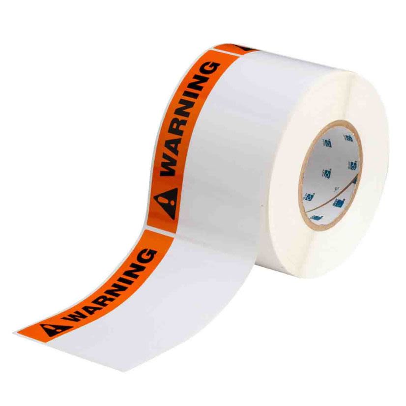 Brady ToughBond THTEL-25-483-.5-WA Rectangular Self-Laminated Arc Flash Label, 4 in L x 6 in W, WARNING Legend, Black/Orange on White, B-483 Polyester, 500 per Roll Labels