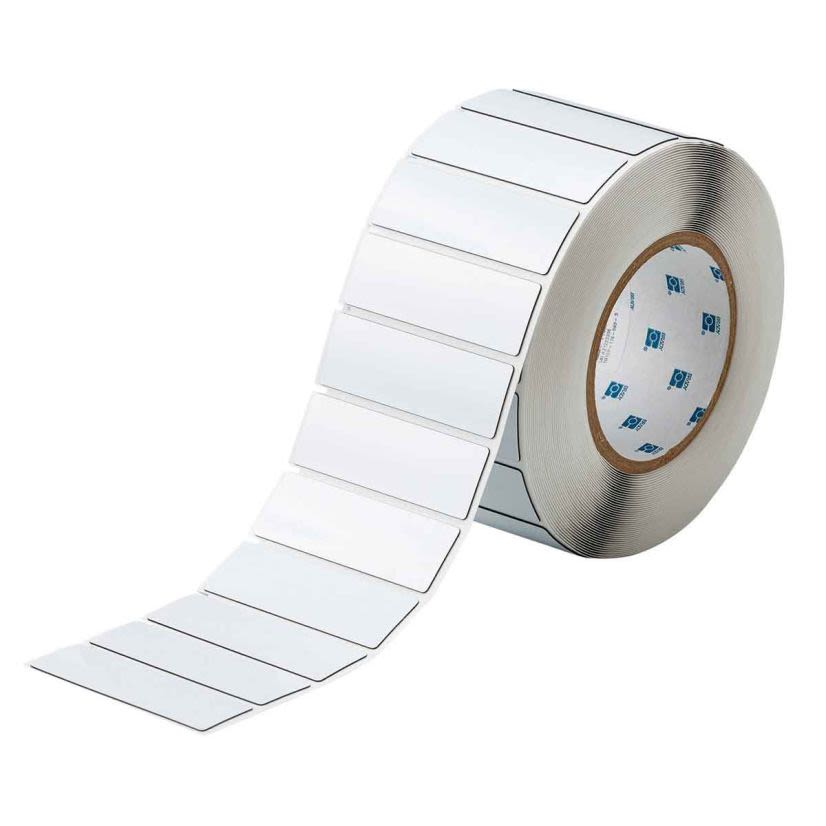 Brady THTEP-176-593-.5 Rectangular Raised Panel Label, 1 in L x 3 in W, Colored Blank Legend, White, B-593 Polyester, 500 per Roll Labels