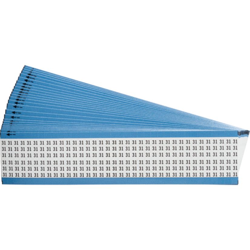 Brady WM-31-PK WM Series Pre-Printed Solid Number Wire Marker Card, 1/4 in W, Black on White, B-500 Repositionable Vinyl Coated Fabric, 36 Markers per Card