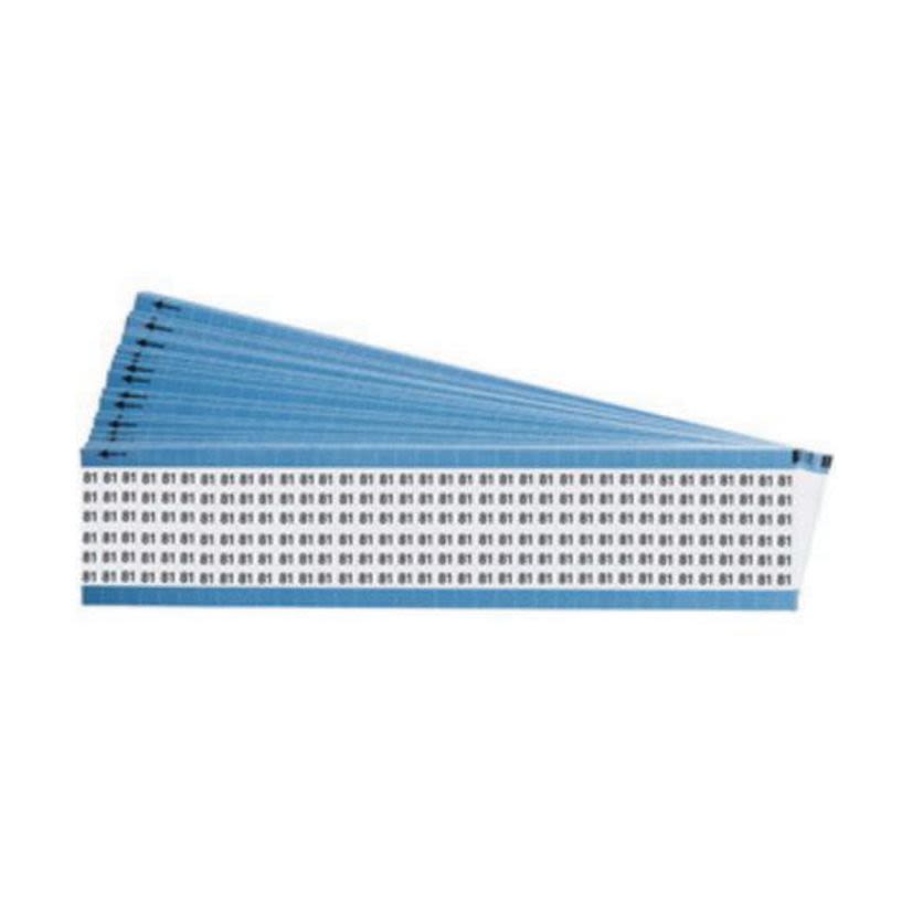 Brady® WM-81-PK Pre-Printed Solid Number Wire Marker Card, 1-1/2 in L x 1/4 in W, Black on White, B-500 Vinyl Coated Fabric, 36 Markers per Card