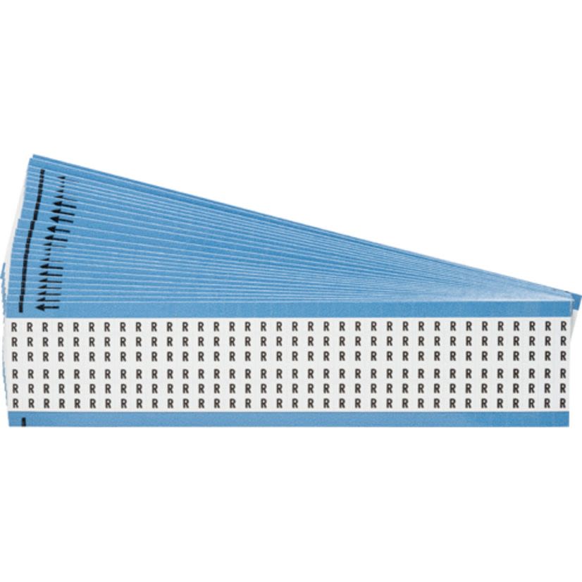 Brady WM-R-PK WM Series Die-Cut Pre-Printed Solid Letter Wire Marker Card, 1/4 in W, Black on White, B-500 Repositionable Vinyl Coated Fabric, 36 Markers per Card