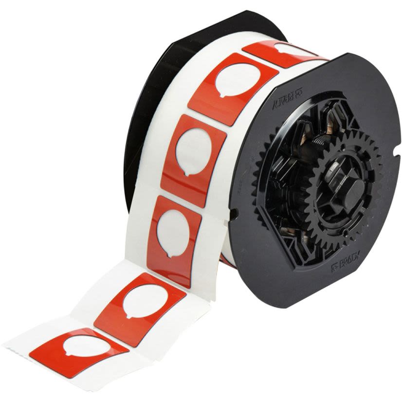 Brady® B30EP-167-593-RD Rectangular Raised Panel Label, 1.2 in W, Red, B-593 Self-Sticking Polyester, 200 per Roll Labels