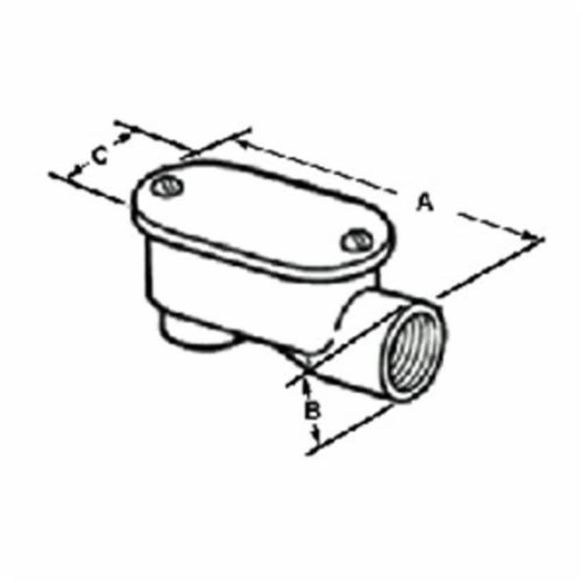 Bridgeport® 1026 Type LB Raintight Service Entrance Conduit Body, 3/4 in Hub, 7.2 cu-in, Aluminum, Enamel Painted