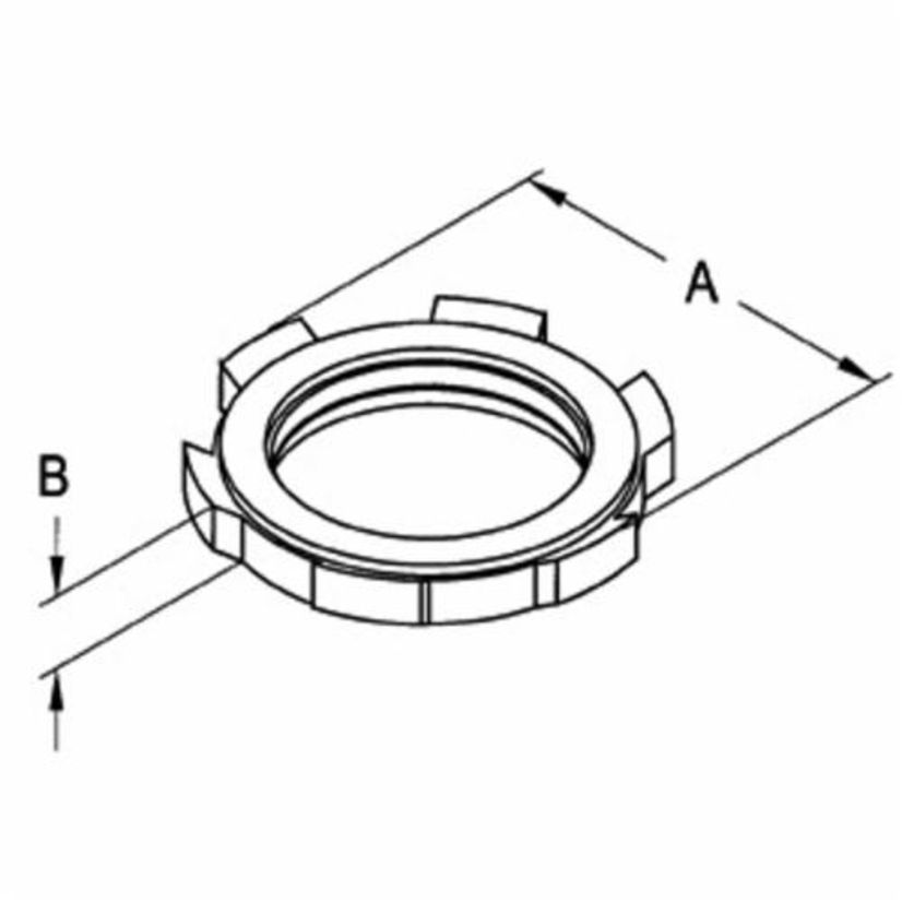 Bridgeport 143 Liquid Tight Sealing Locknut, 1 in, For Use With IMC/Rigid Conduit, Steel, Electro-Plated Zinc