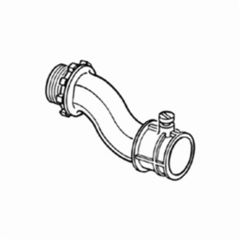 Bridgeport 1620-DC2 Concretetight Offset Set Screw Nipple Connector With 2-Way Phillips/Slotted Head Screw, 1/2 in, For Use With EMT Conduit, Die Cast Zinc, Ball Burnished/Mirror Smooth