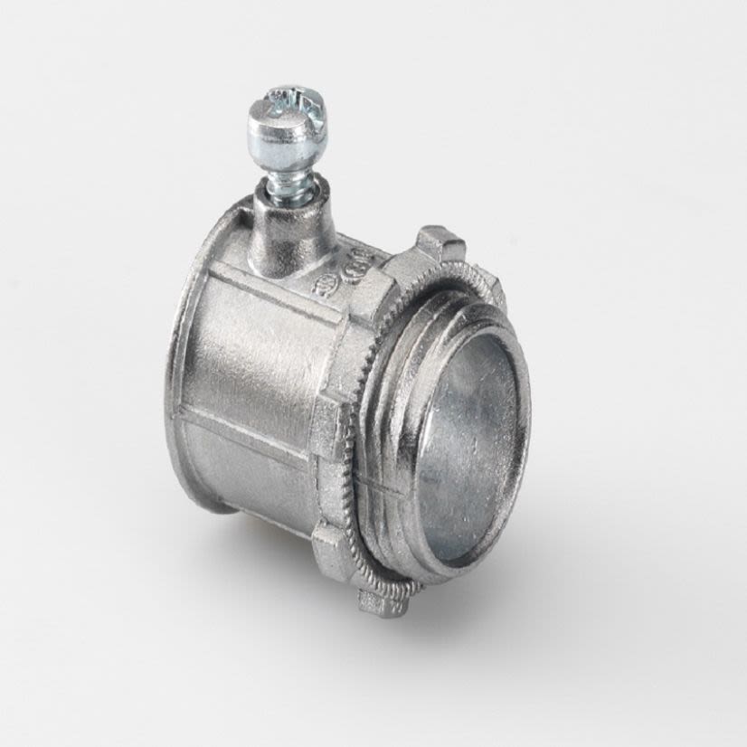 Bridgeport® 230-DC2 Non-Insulated Set Screw Connector, 1/2 in Trade, For Use With EMT Conduit, Die Cast Zinc, Ball Burnished/Mirror Smooth