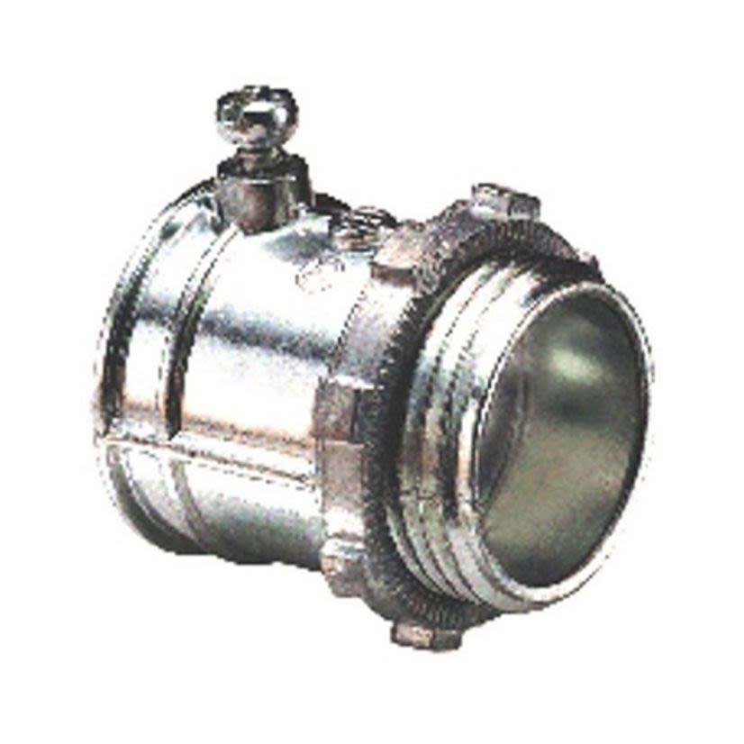 Bridgeport 232-DC2 Non-Insulated Set Screw Connector, 1 in Trade, For Use With EMT Conduit, Die Cast Zinc, Ball Burnished/Mirror Smooth