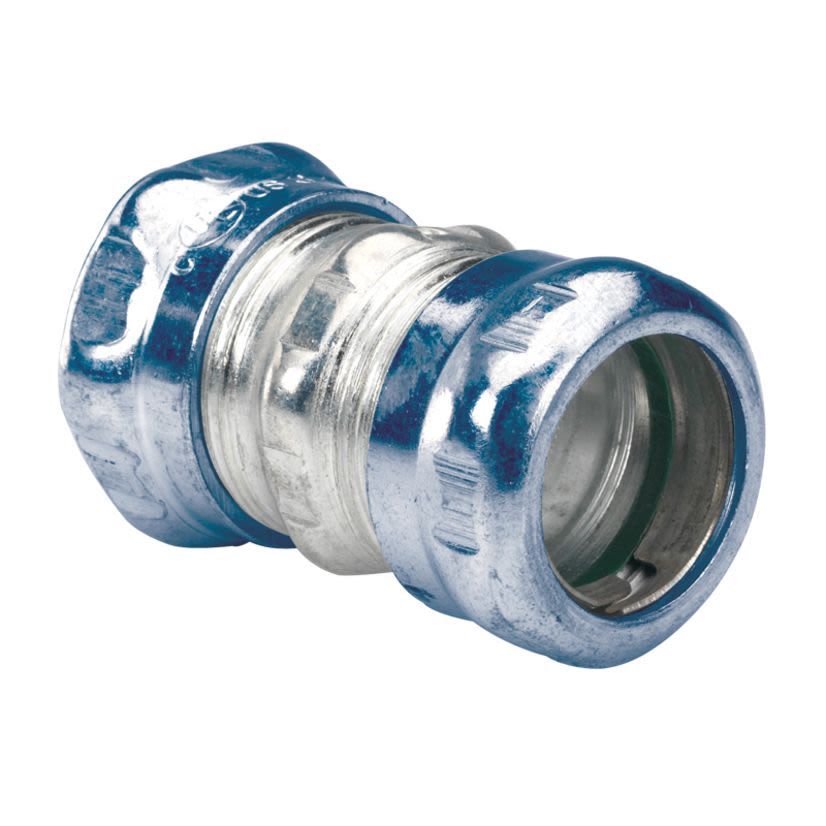 Bridgeport 260-SRT Compression Coupling, 1/2 in, For Use With EMT Conduit, Steel, Zinc Plated