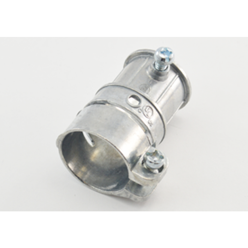 Bridgeport® 282-DC Conduit Combination Coupling With 2-Way Phillips/Slotted Head Screw, 3/4 in, For Use With Flexible/EMT Conduit, Die Cast Zinc, Ball Burnished/Mirror Smooth