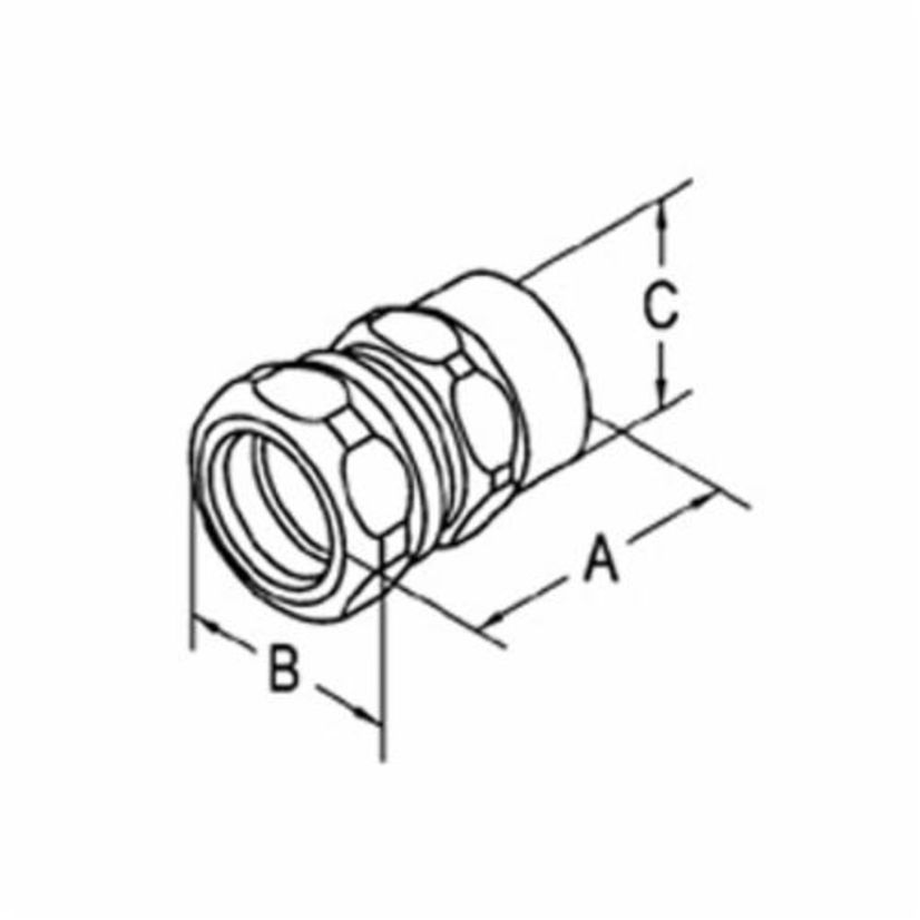 Bridgeport® 291-MS Concretetight Conduit Combination Coupling, 3/4 in, For Use With EMT/Rigid Conduit, Steel, Electro-Plated Zinc