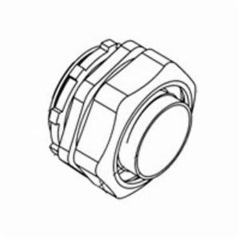 Bridgeport 438-SLT Straight Liquid Tight Conduit Connector, 3-1/2 in Trade, Malleable Iron, Electro-Plated Zinc