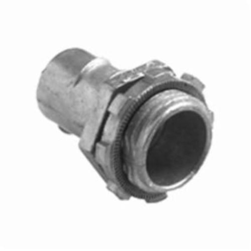 Bridgeport 522-DC2 Screw-In Conduit Connector, 1 in Trade, For Use With Flexible Metal Conduit, Die Cast Zinc, Ball Burnished/Mirror Smooth