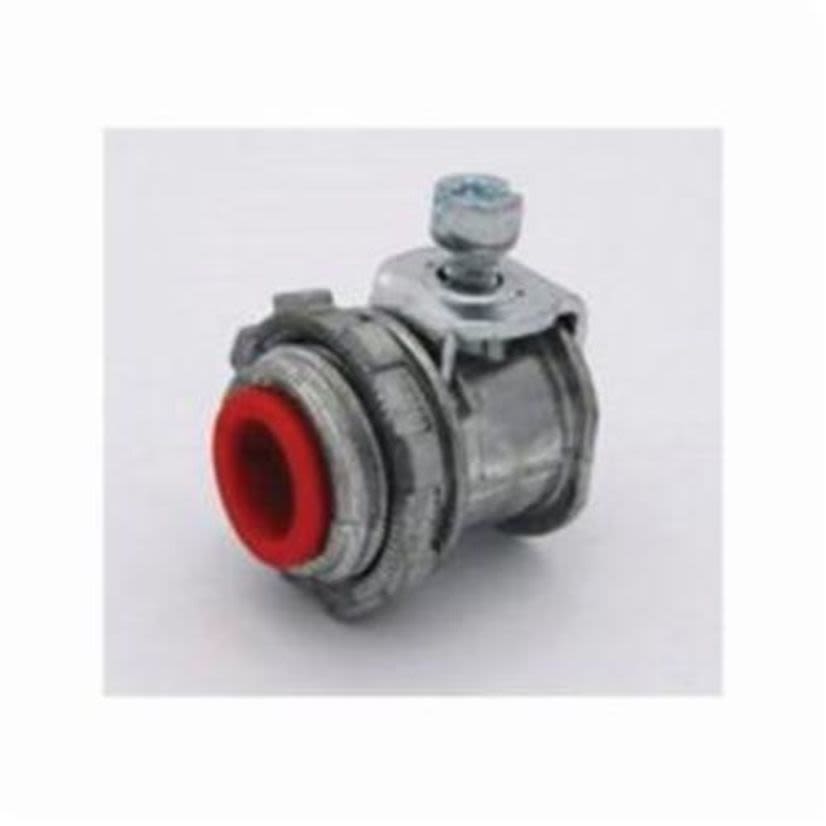Bridgeport 570-DCI2 Insulated Throat U-Shape Conduit Connector, 3/8 in Trade, For Use With 14/2 to 10/3 AWG MCI-A/HCF/HCFMCIA and 3/8 in Flexible Metal Conduit, Die-Cast Zinc, Ball Burnished/Mirror Smooth/Electro-Plated Zinc