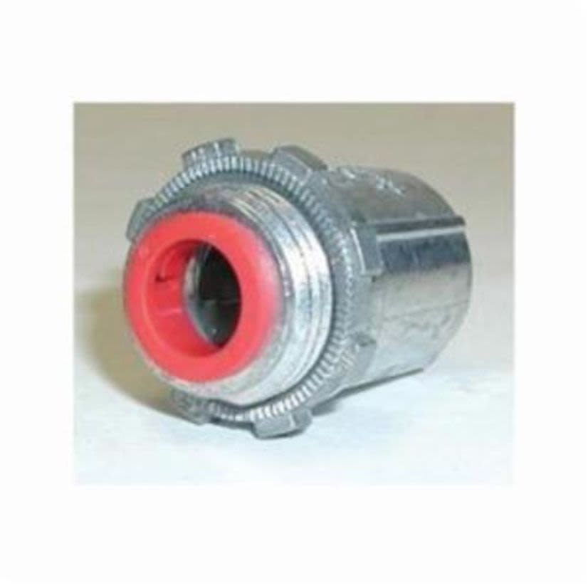 Bridgeport 590-DCI2 Insulated Throat Conduit Connector, 3/8 in Trade, 0.43 to 0.62 in Cable Openings, For Use With 14/2 to 10/3 AWG AC/MC/MCI-A/HCF/HCFMCI-A Steel/Aluminum Cable and 3/8 in Flexible Metal Conduit, Die-Cast Zinc/Steel