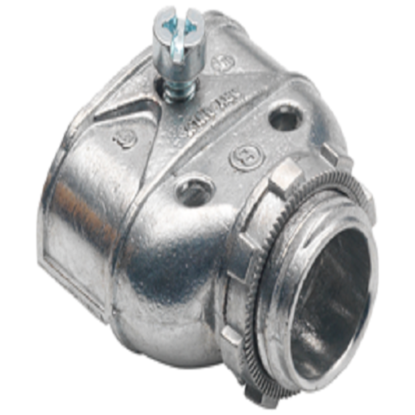 Bridgeport 601-DC2 Duplex Conduit Connector, 1/2 in Trade, 3/8 to 5/8 in Cable Openings, For Use With 14/2 to 10/3 AWG AC/MC/MCI-A/HCF/HCFMCI-A/NM Cable and 3/8 in Flexible Metal Conduit, Die Cast Zinc, Ball Burnished/Mirror Smooth