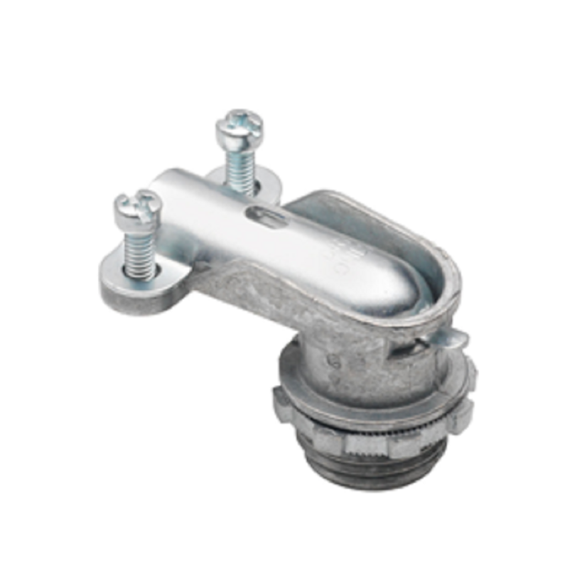 Bridgeport® 804-DC2 Non-Insulated Throat Conduit Connector, 1/2 in Trade, 3/4 to 7/8 in Cable Openings, For Use With MC Cable and 1/2 in Flexible Metal Conduit, Die Cast Zinc, Ball Burnished/Mirror Smooth