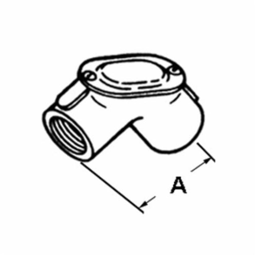 Bridgeport 83-DC Pull Elbow, 1 in Trade, 90 deg, Die Cast Zinc, Ball Burnished/Mirror Smooth