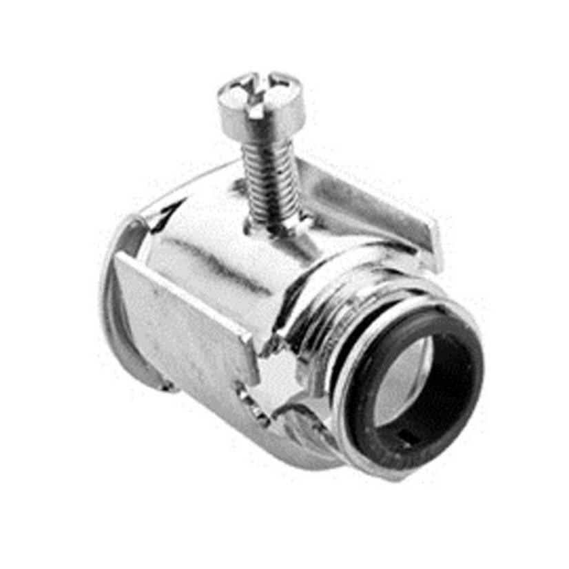 Bridgeport E-Z Lock AMC-5075 EZ Lock Connector, 1/2 in Trade, 0.62 to 0.803 in Cable Openings, Steel, Electro-Plated Zinc