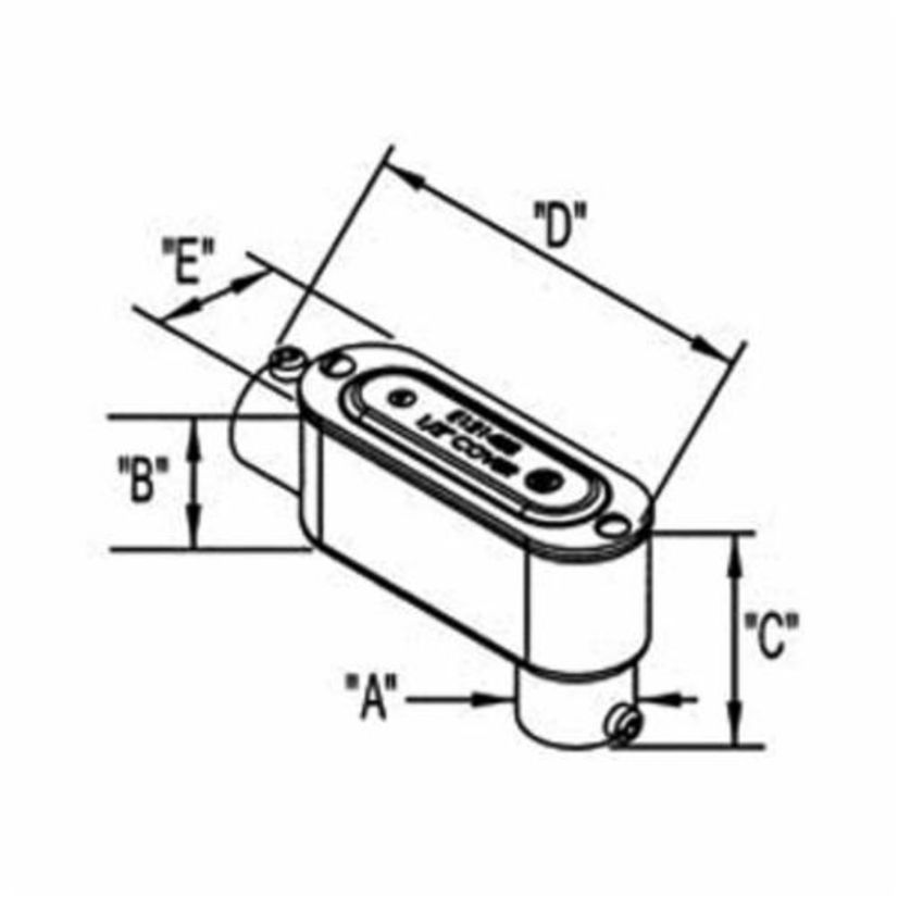 Bridgeport® LB-43CGC 5 Series Type LB Combination Raintight Conduit Body With Cover and Gasket, 1 in Hub, 85, 10.8 cu-in, Aluminum