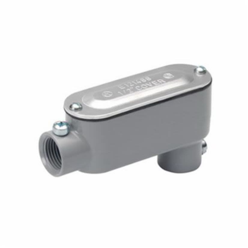 Bridgeport® LB-46CGC 5 Series Type LB Combination Raintight Conduit Body With Cover and Gasket, 2 in Hub, 85, 70.7 cu-in, Aluminum