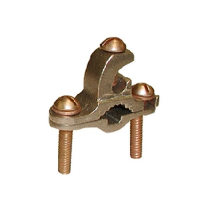 Bridgeport RB-16 Direct Burial Integral Lay-In Lug Rebar Ground Clamp, 10 to 2 AWG Conductor, Bronze