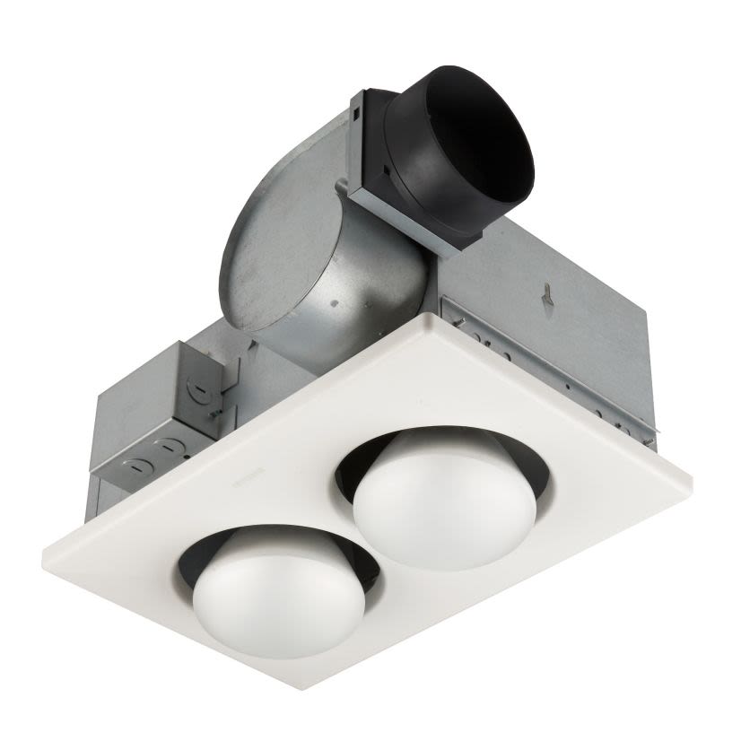 Broan 164 Bulb Heater, 70 cfm, 4 in Dia Duct, 500 W, 120 V AC, 500 W