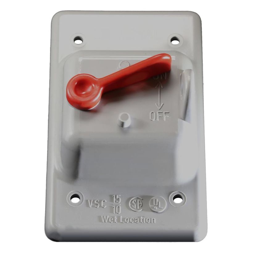 CANTEX 5133330 Weatherproof Device Box Cover, 4-13/16 in L x 3 in W, Toggle Switch Cover, PVC