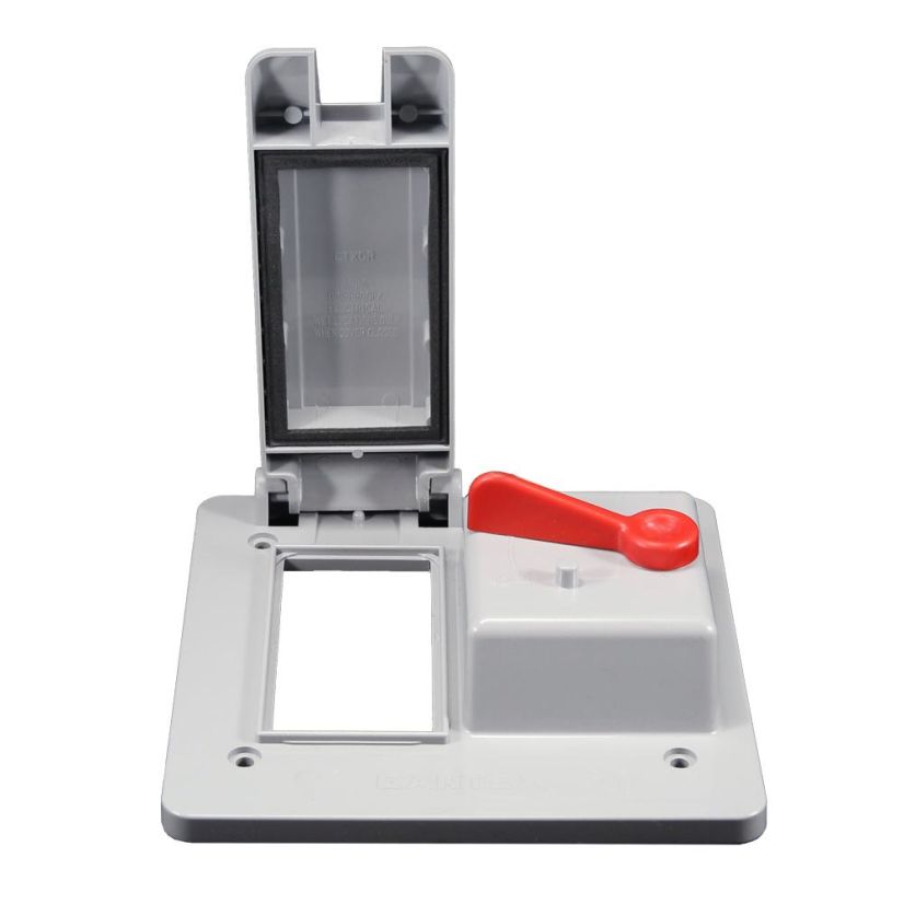 CANTEX 5133345 Non-Metallic Combination GFI Receptacle/Toggle Switch Cover, 4-11/16 in L x 4-7/8 in W, Weatherproof Cover, PVC