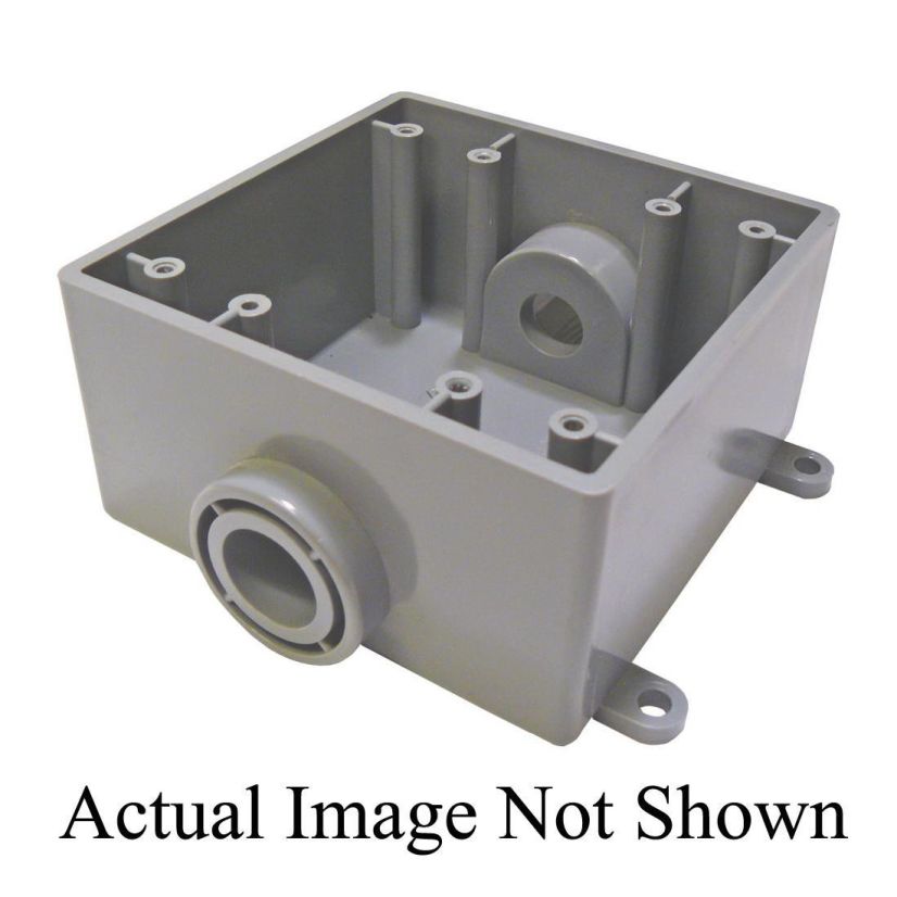 CANTEX 5133370 Type FSC Exposed Non-Metallic Electrical Box, PVC, 36 cu-in Capacity, 2 Gangs, 4.625 in L x 4.563 in W x 2.375 in H