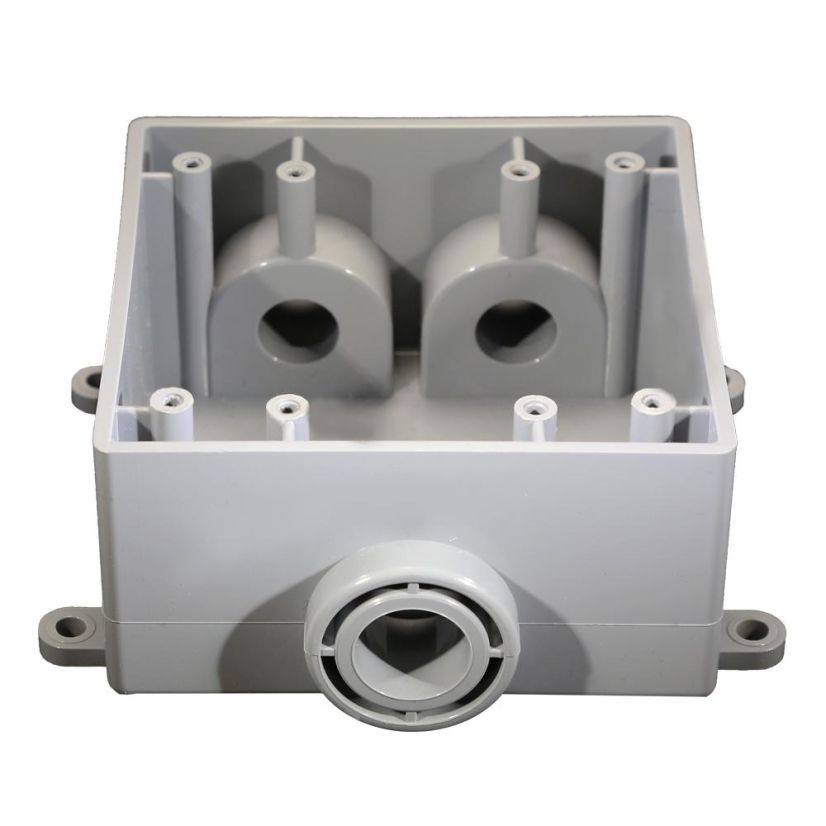CANTEX 5133400 Type FSCC Exposed Non-Metallic Electrical Box, PVC, 35.3 cu-in Capacity, 2 Gangs, 4.563 in L x 4.563 in W x 2.375 in H