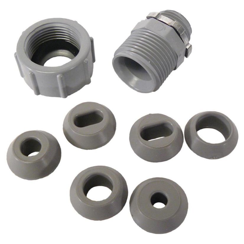 CANTEX 5133430 Strain Relief Connector, 1/2 in Trade, For Use With SCH40 and SCH80 Conduit, PVC