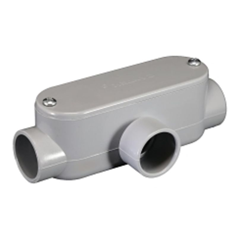 CANTEX 5133563 Type T 1-Gang Conduit Body, 1/2 in Hub, 4.3 cu-in, PVC