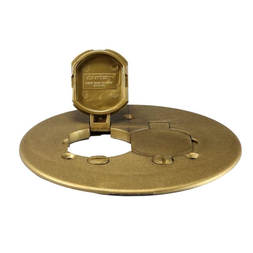 CANTEX 5133678 Duplex Non-Metallic Receptacle Floor Box Cover, 5-1/2 in Dia, PVC