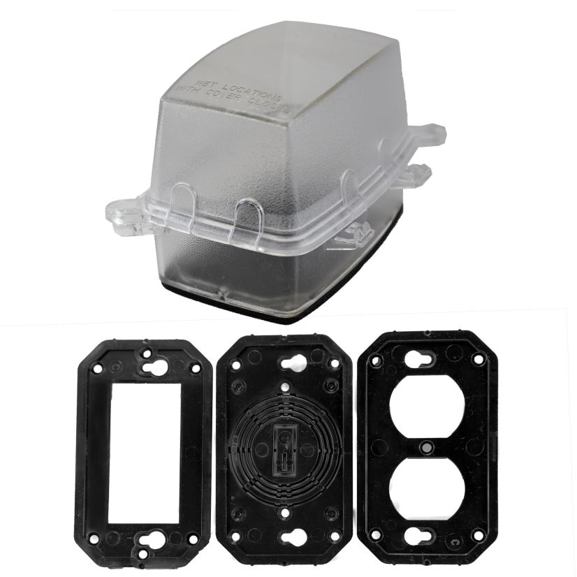 CANTEX 5133694 Non-Metallic Standard Depth In-Use Cover, 5-1/2 in L x 3-3/4 in W x 3-1/8 in D, Weatherproof Cover, PVC