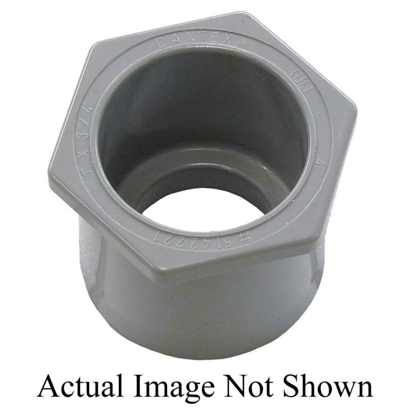 CANTEX 5142223 Reducer Bushing, 1-1/2 x 1-1/4 in Trade, PVC