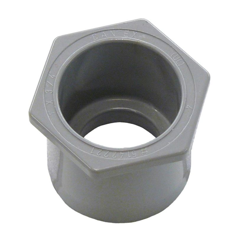 CANTEX 5142221 Reducer Bushing, 1 x 3/4 in Trade, PVC