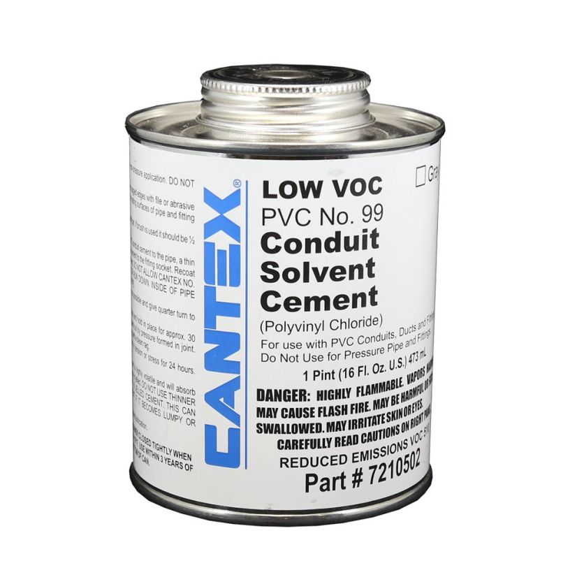 CANTEX 7210502 #99 Low VOC Conduit Cement, 1 pt Can, Syrupy Liquid, Gray, 0.924
