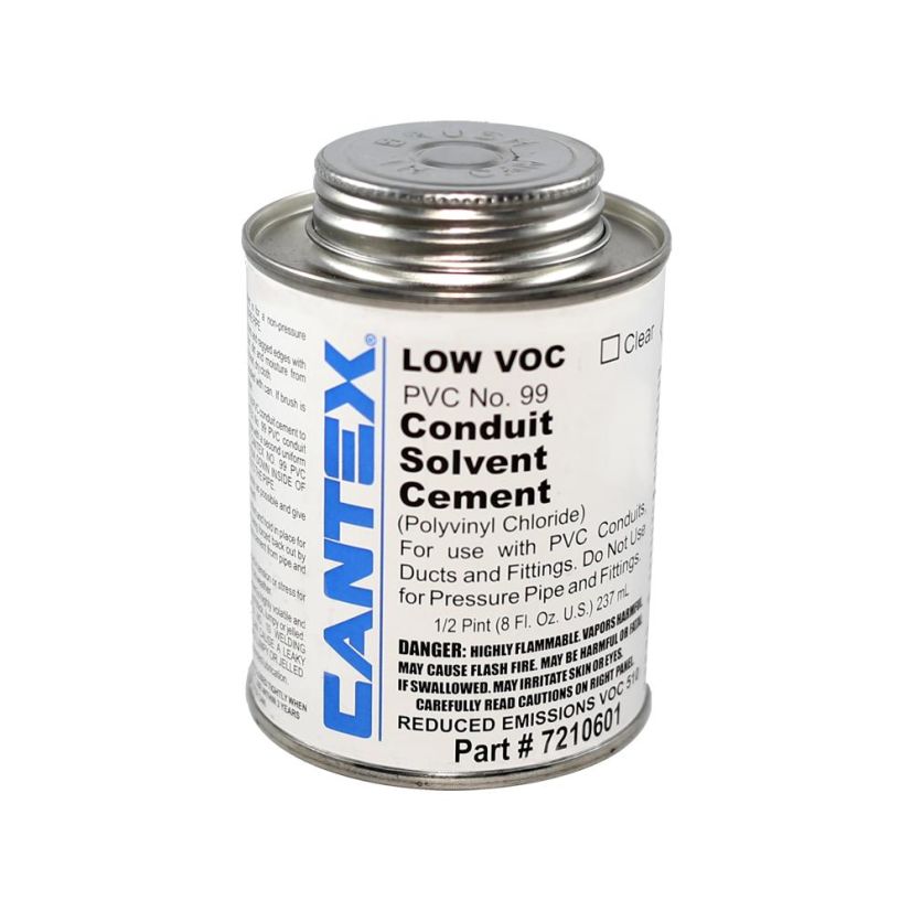 CANTEX 7210601 #99 Low VOC Conduit Cement, 1/2 pt Can, Syrupy Liquid, Clear, 0.924